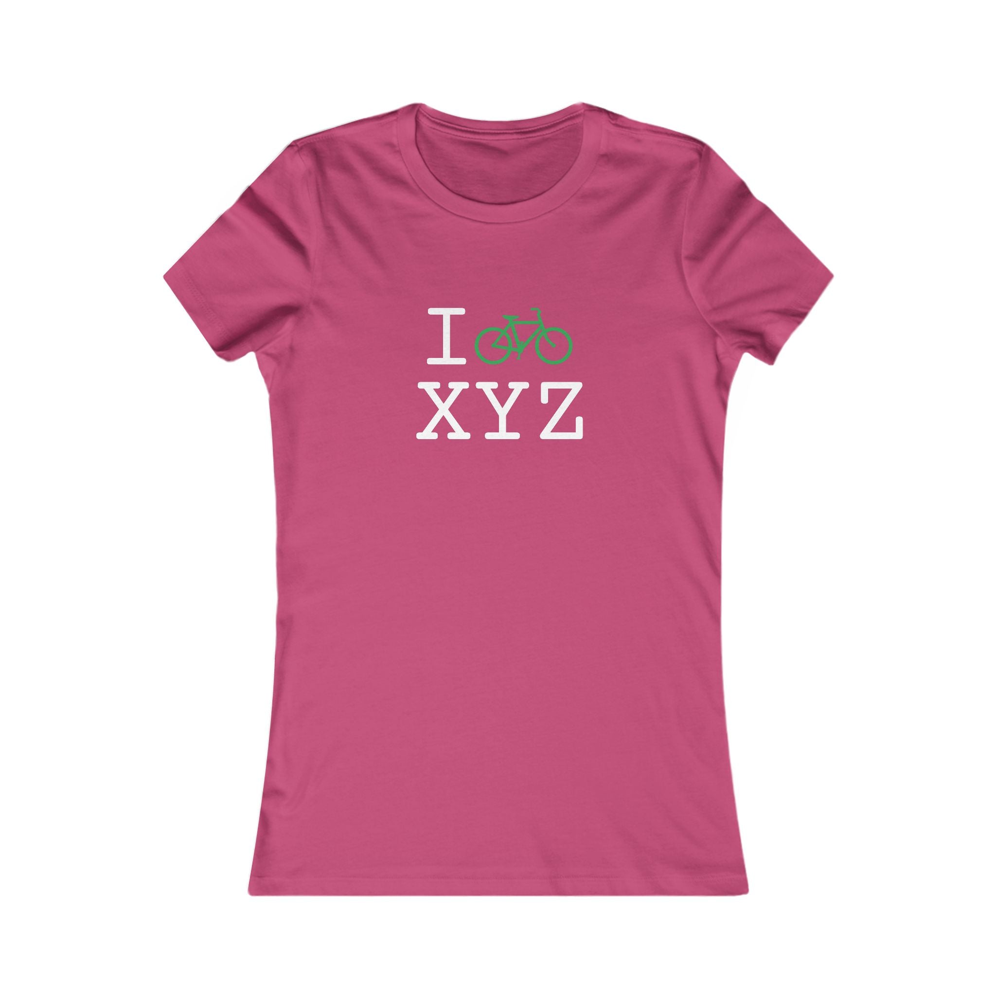 "I Bike ___" women's T, green bike