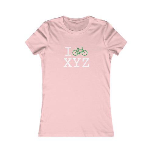 "I Bike ___" women's T, green bike