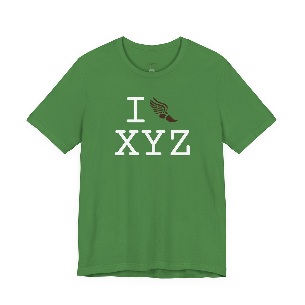 I Run unisex T, brown logo