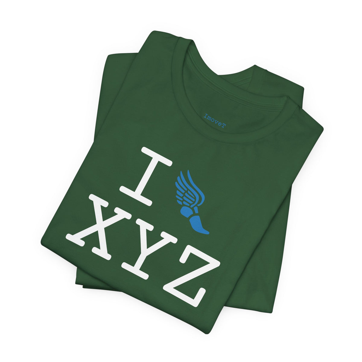 I Run unisex T, light blue logo