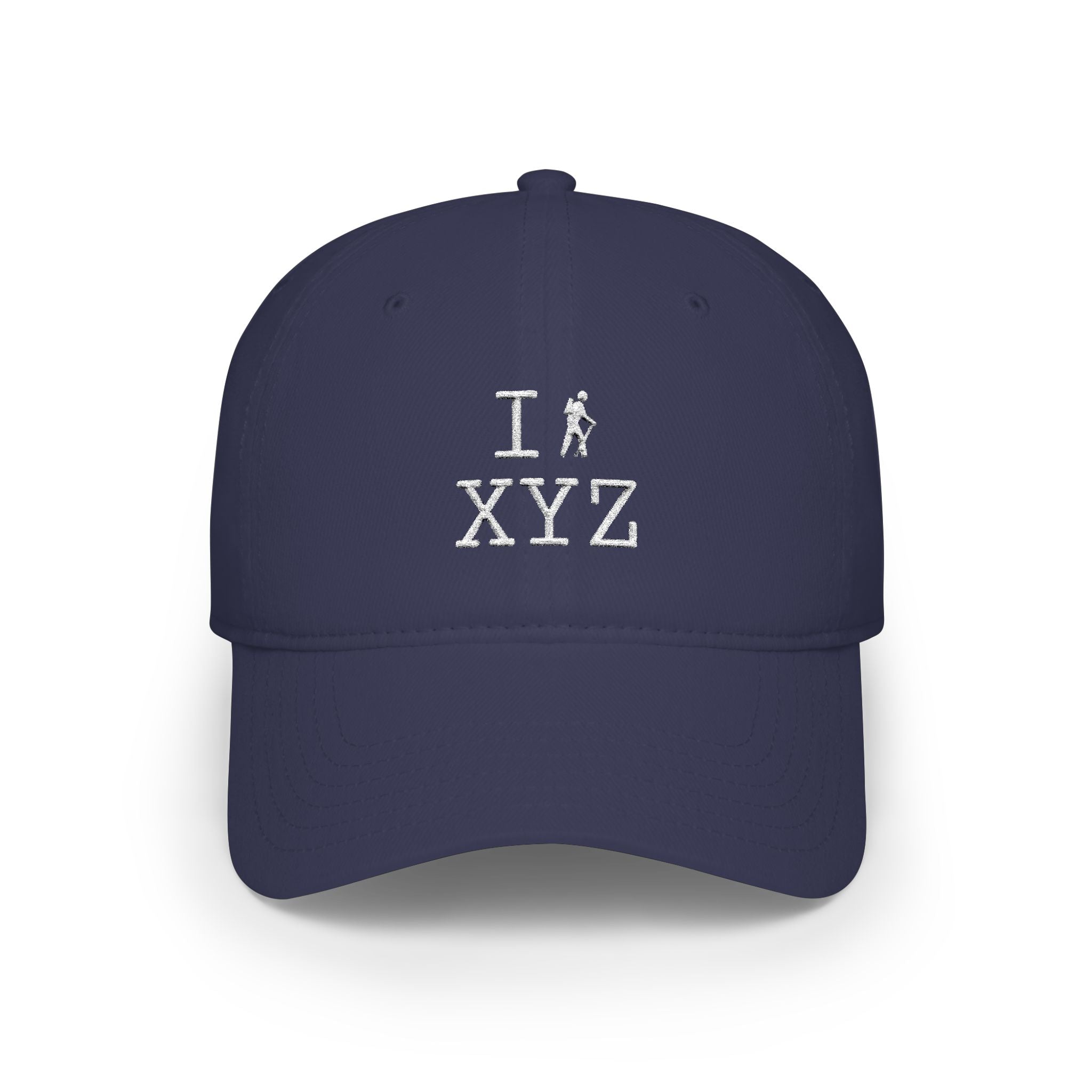 I Hike baseball cap, white hiker