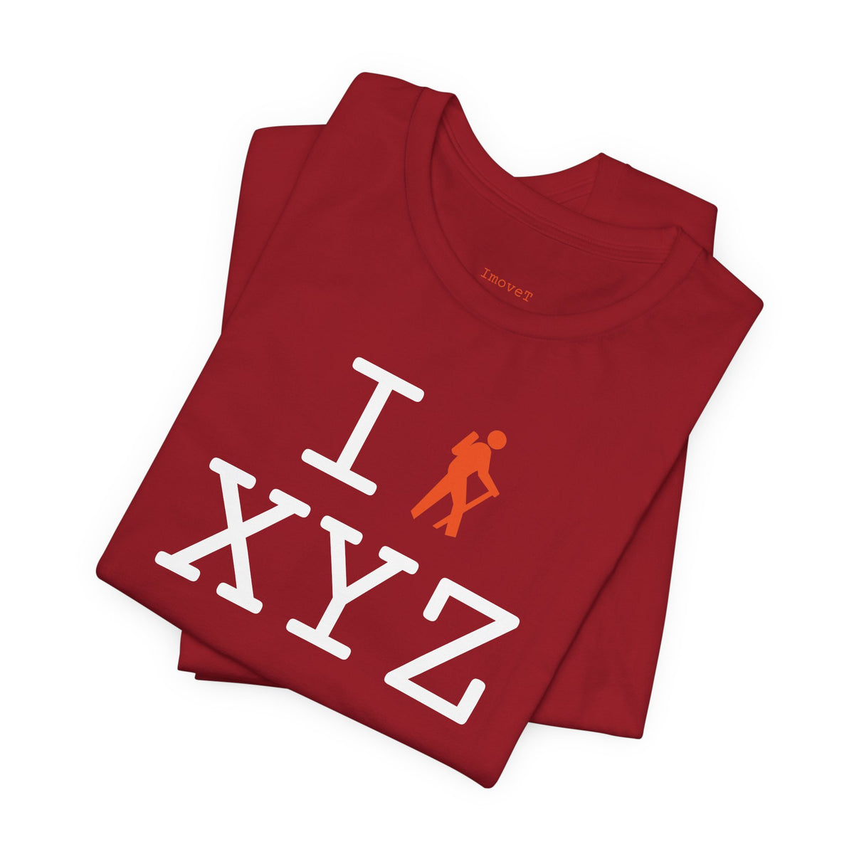 I Hike unisex T, orange hiker