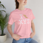 I Run unisex T, gold logo