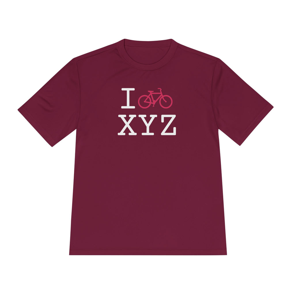 I Bike athletic T, hot pink bike