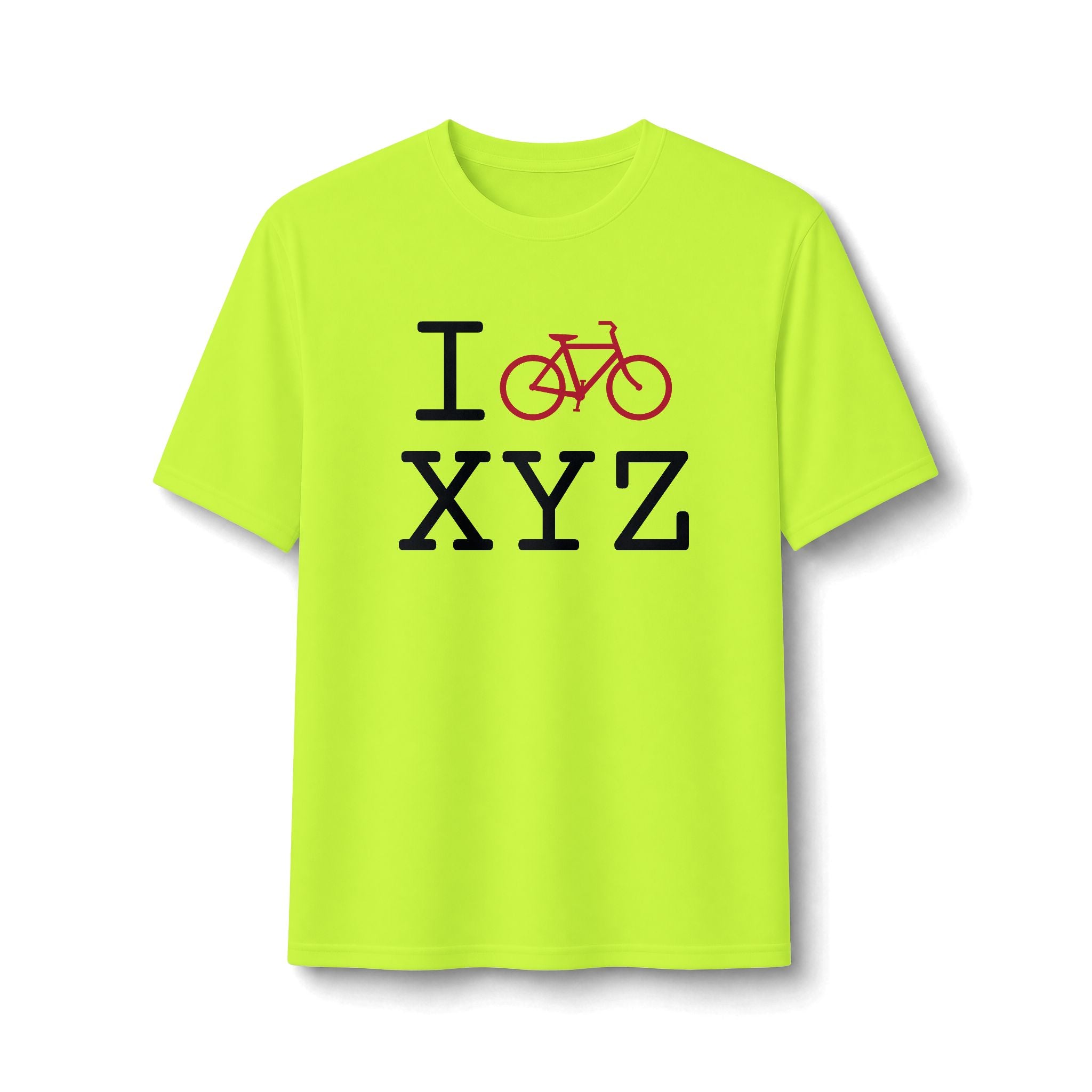 "I Bike ___" athletic T, crimson bike