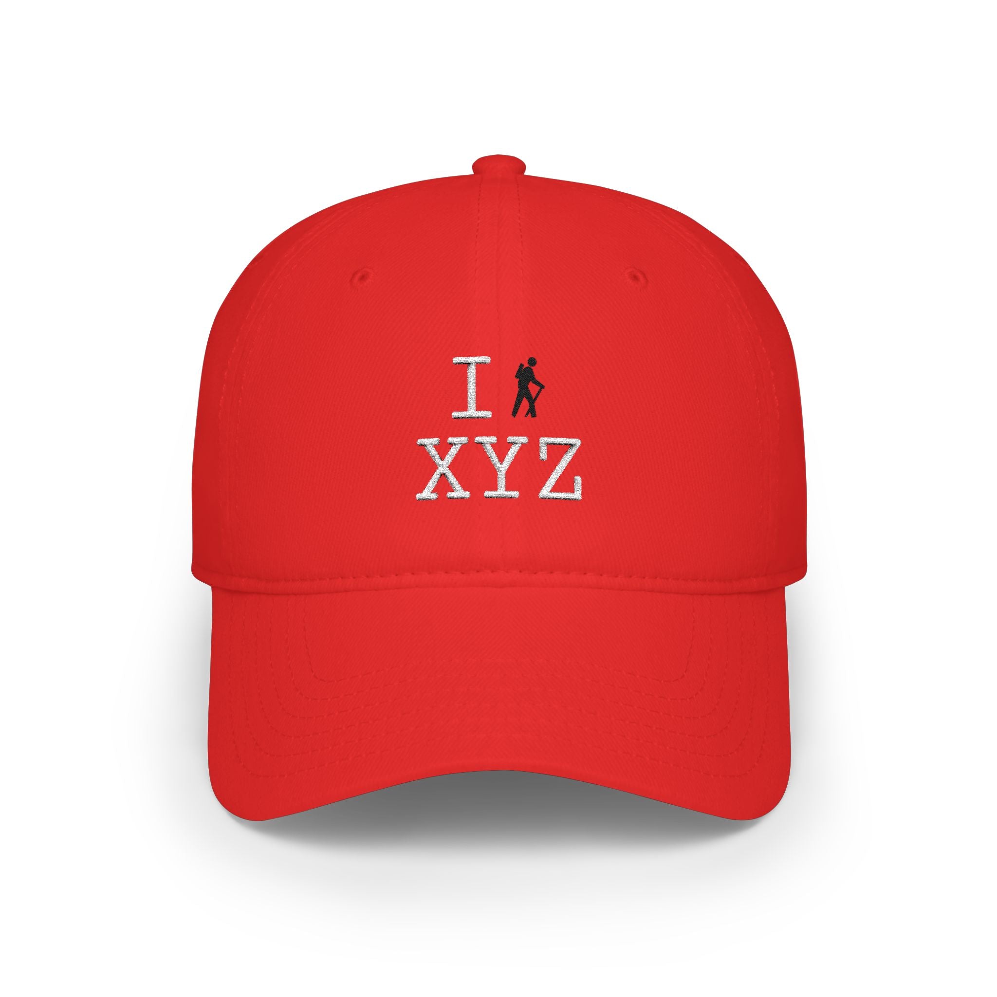 I Hike baseball cap, black hiker