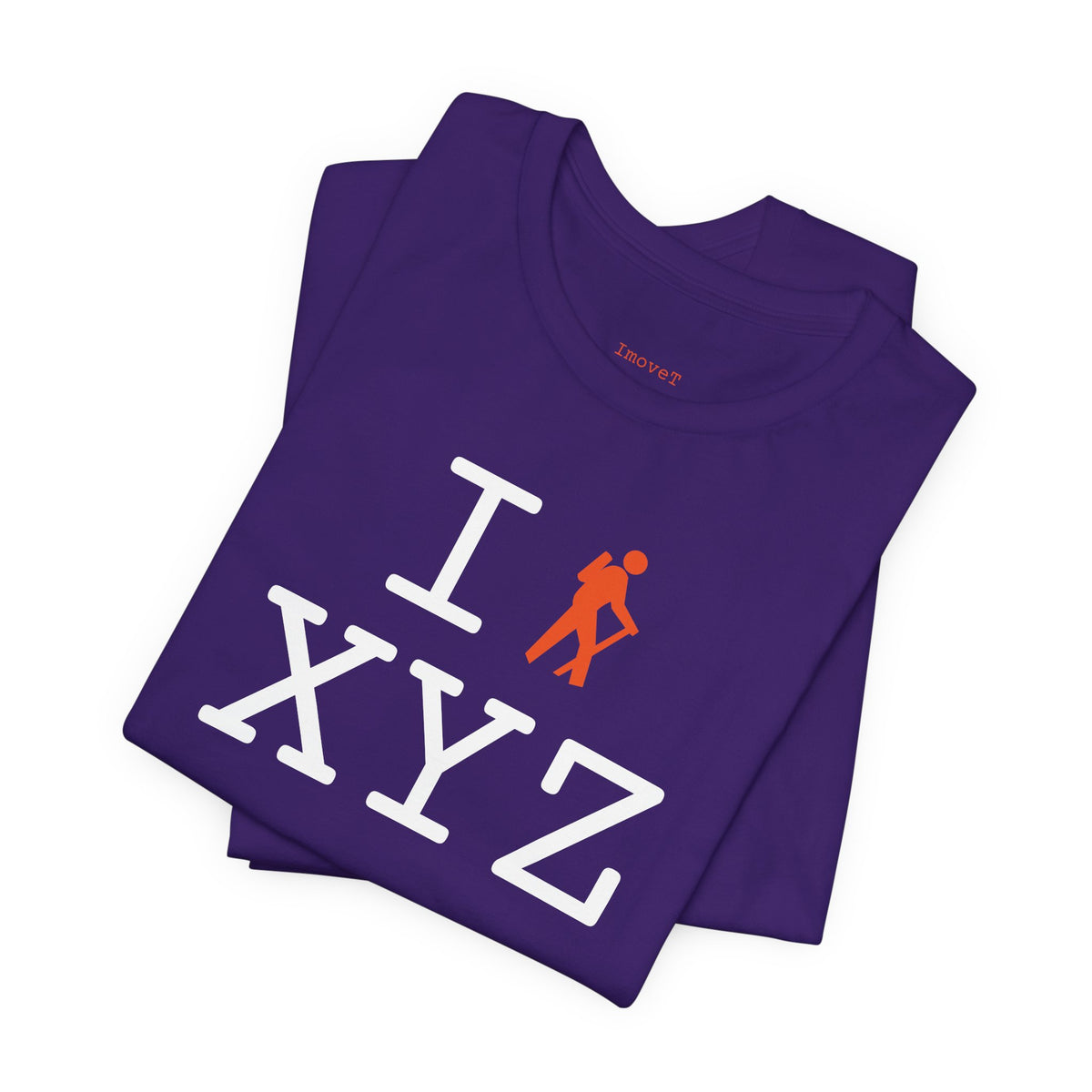 I Hike unisex T, orange hiker