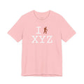 I Hike unisex T, dark orange hiker