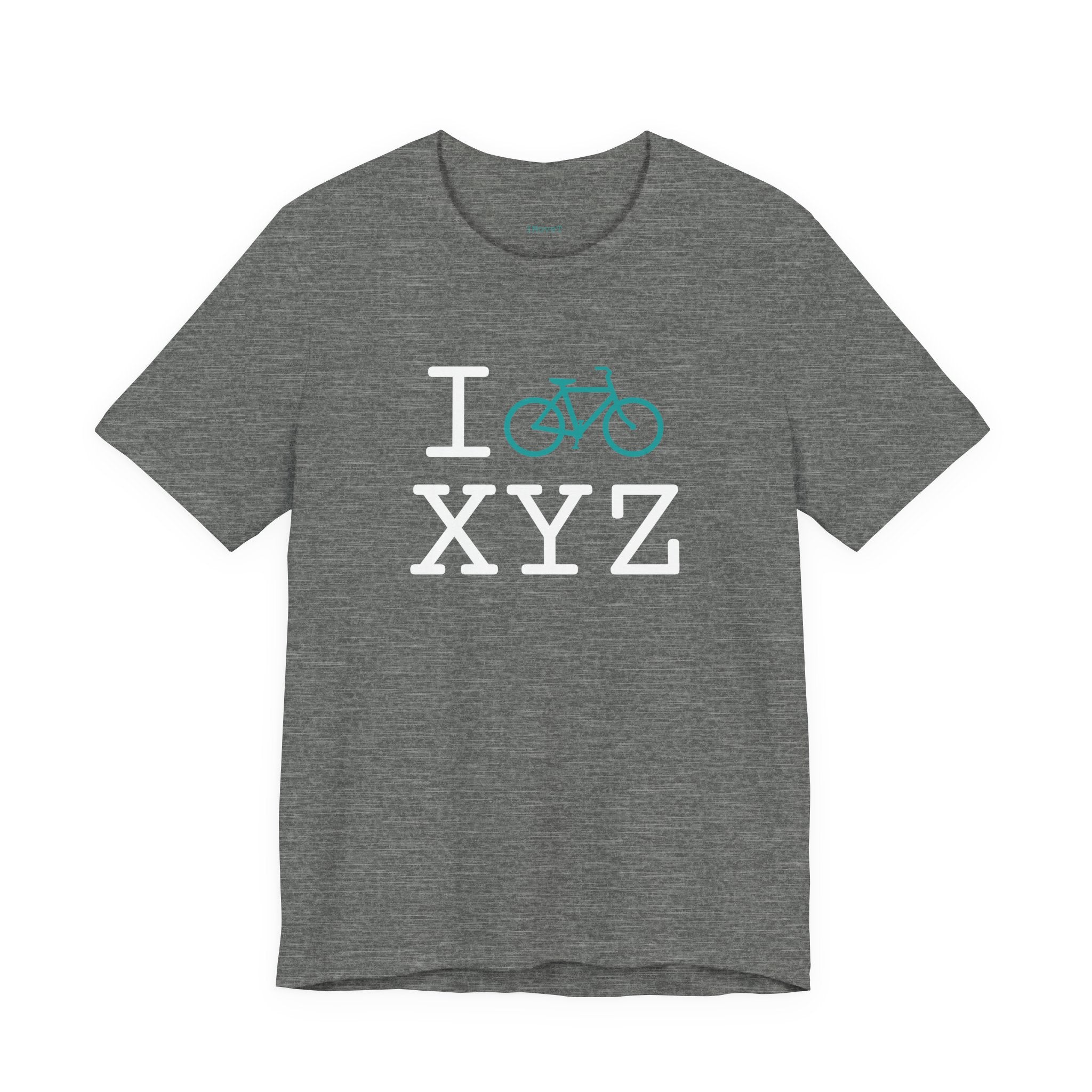 I Bike ___ unisex T, teal bike