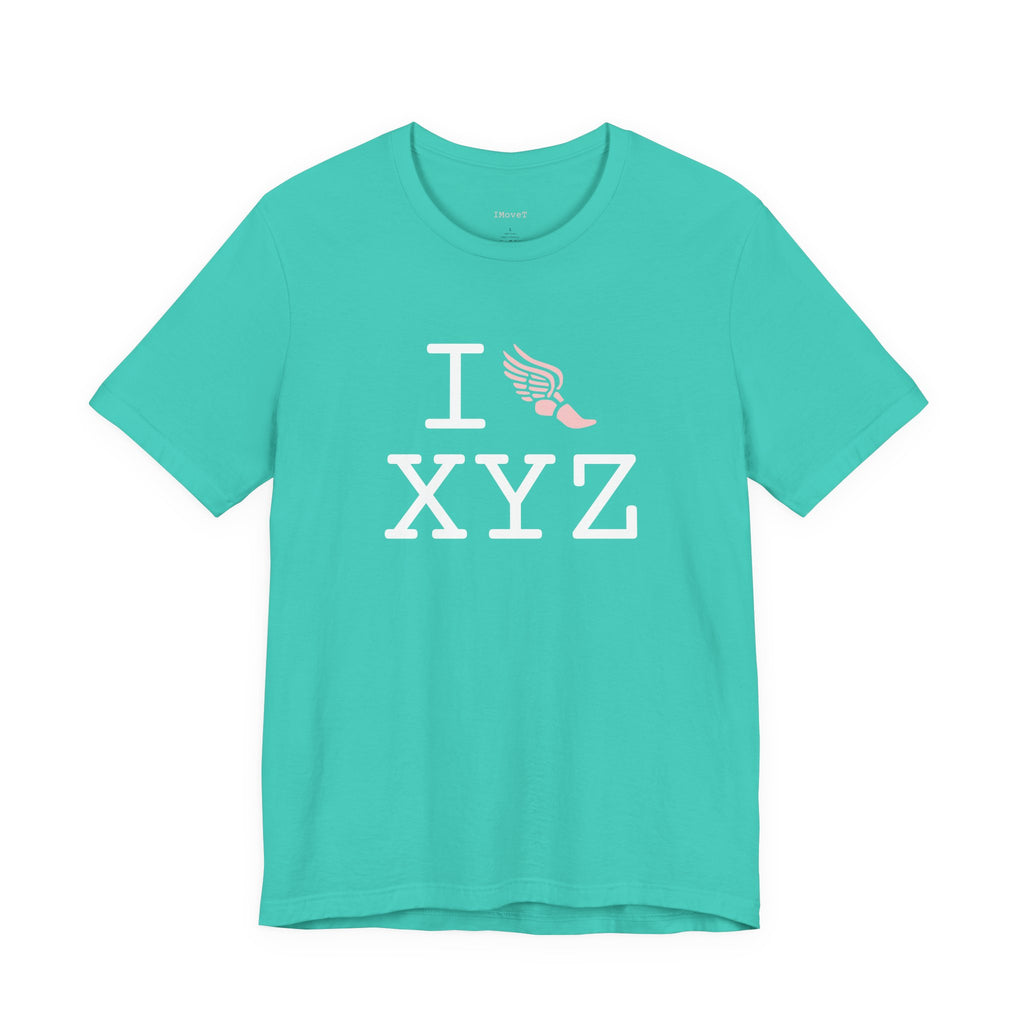 I Run ___ unisex T, pink logo