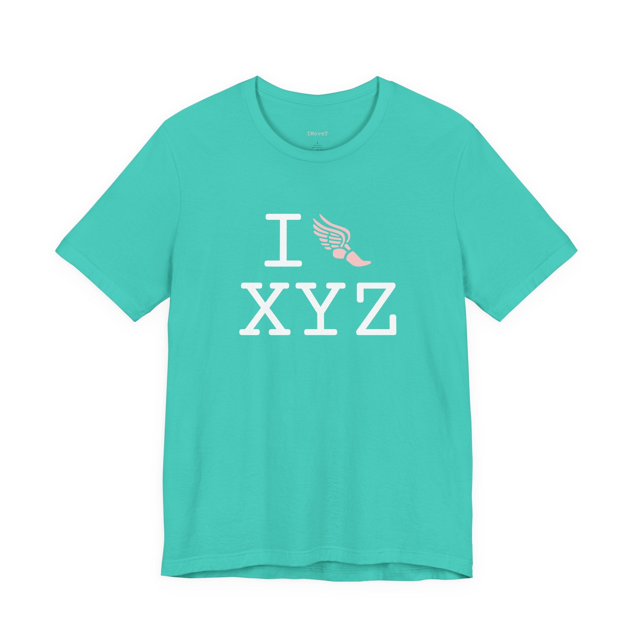 I Run ___ unisex T, pink logo