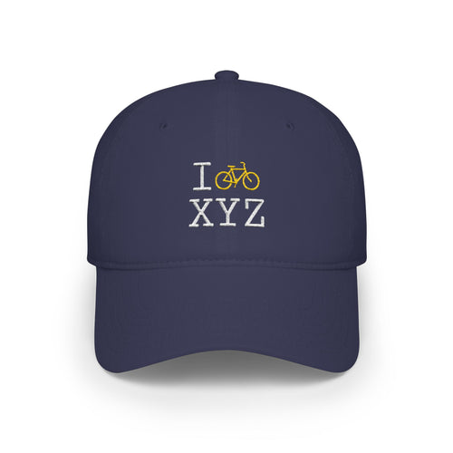 I Bike baseball cap, yellow bike