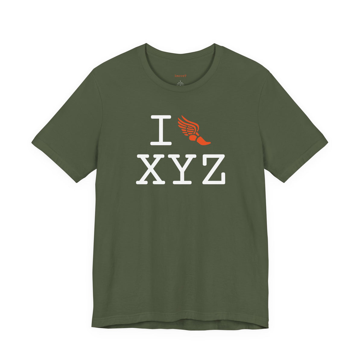 I Run unisex T, orange logo