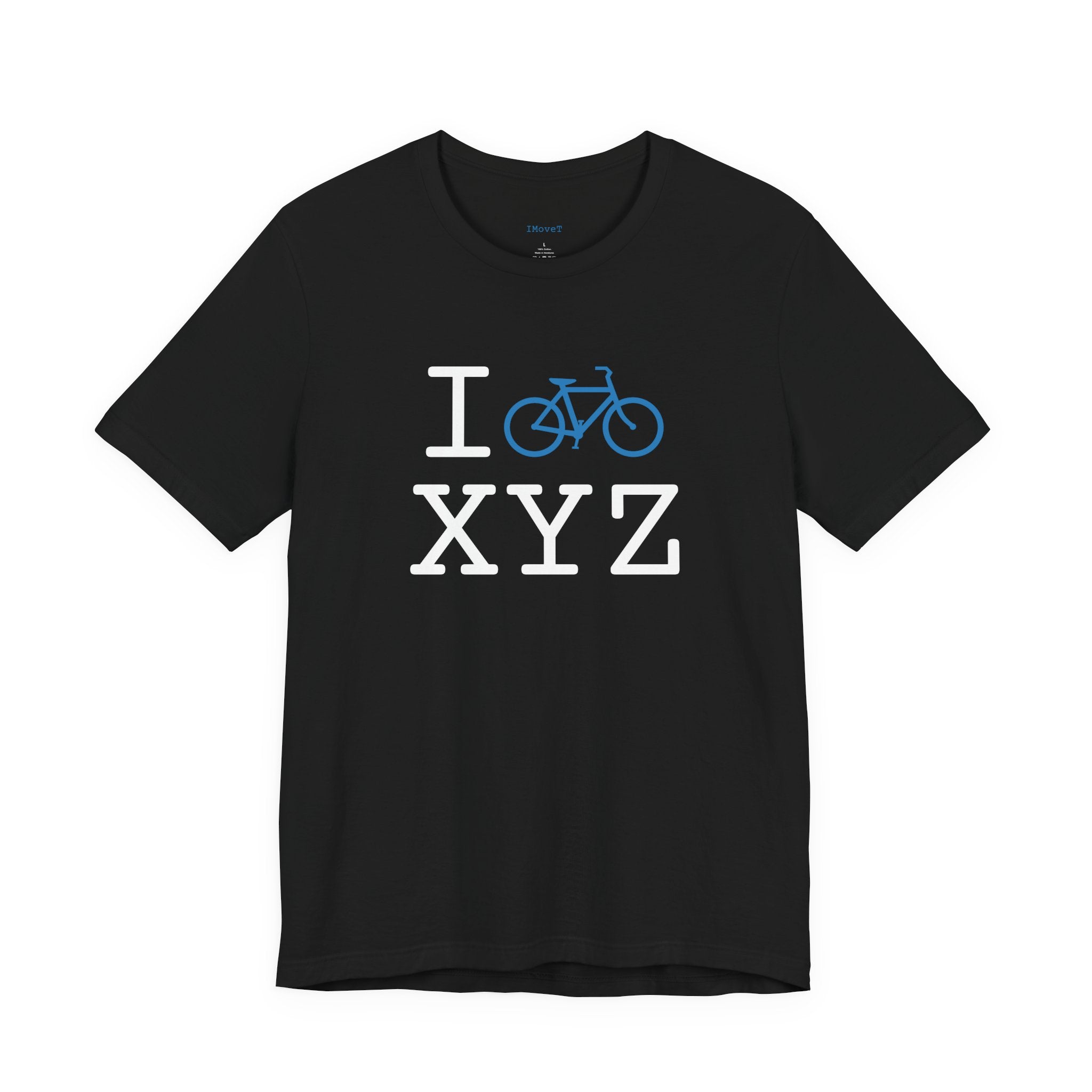 I Bike ___ unisex T, light blue bike