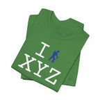 I Hike unisex T, blue hiker