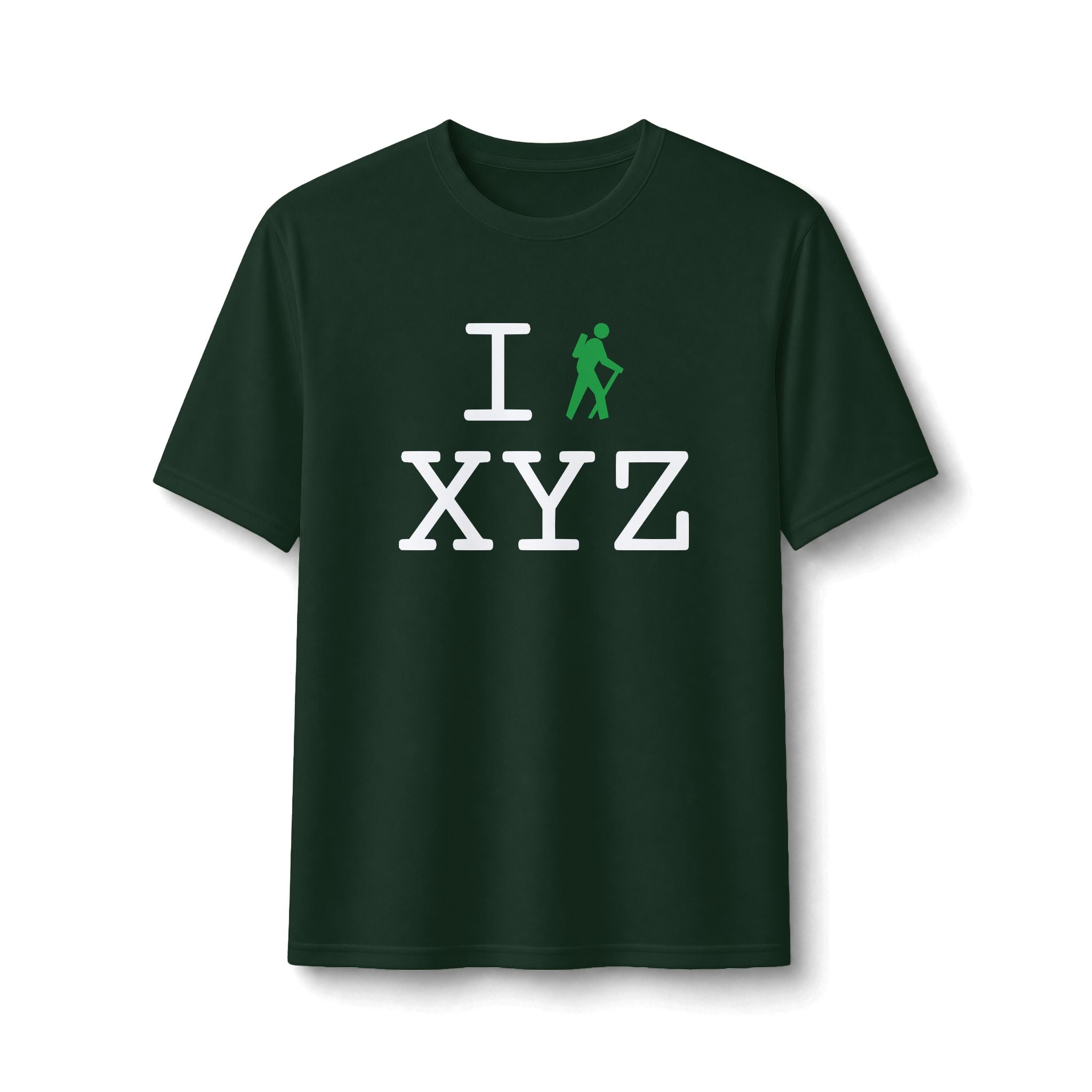 "I Hike ___" athletic T, green hiker