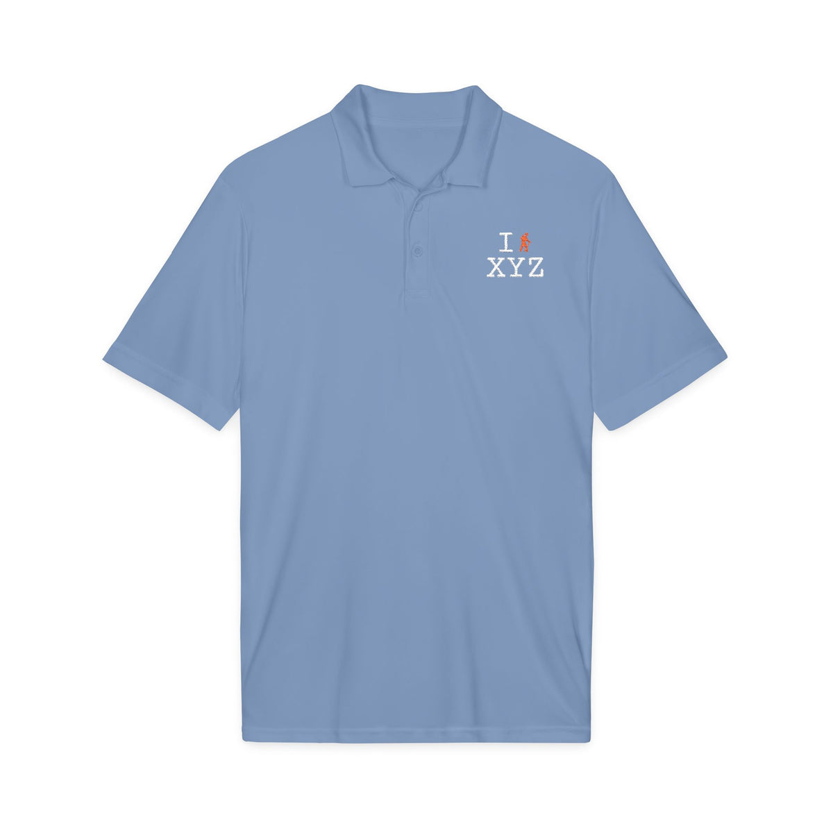I Hike polo, orange hiker