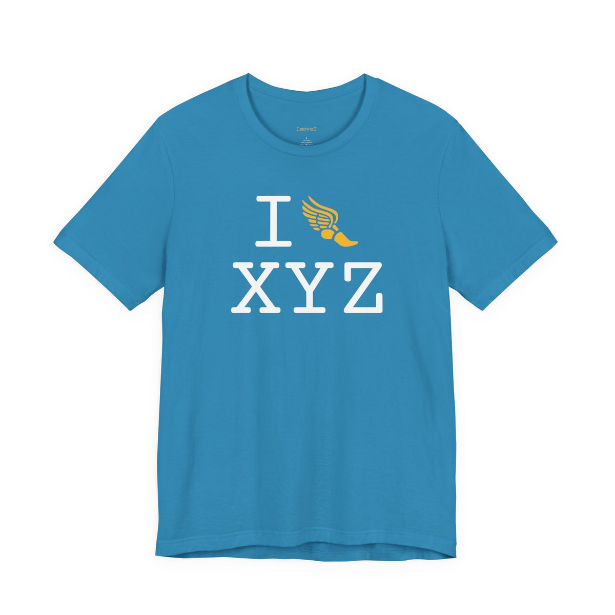 I Run unisex T, yellow logo