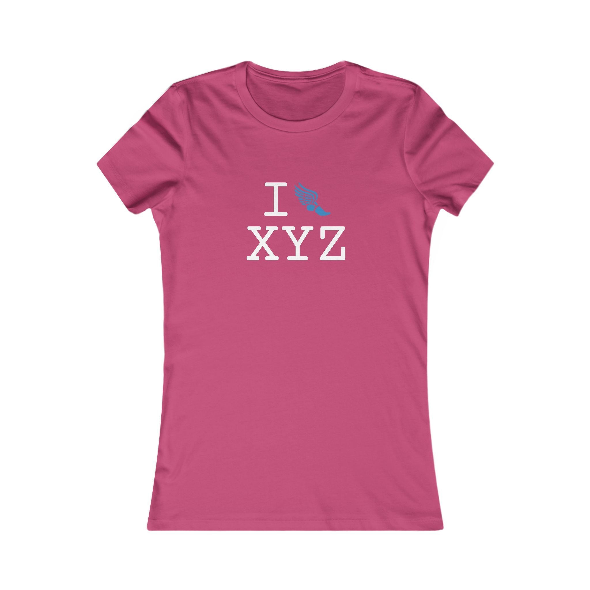 I Run ___ women's T, light blue logo