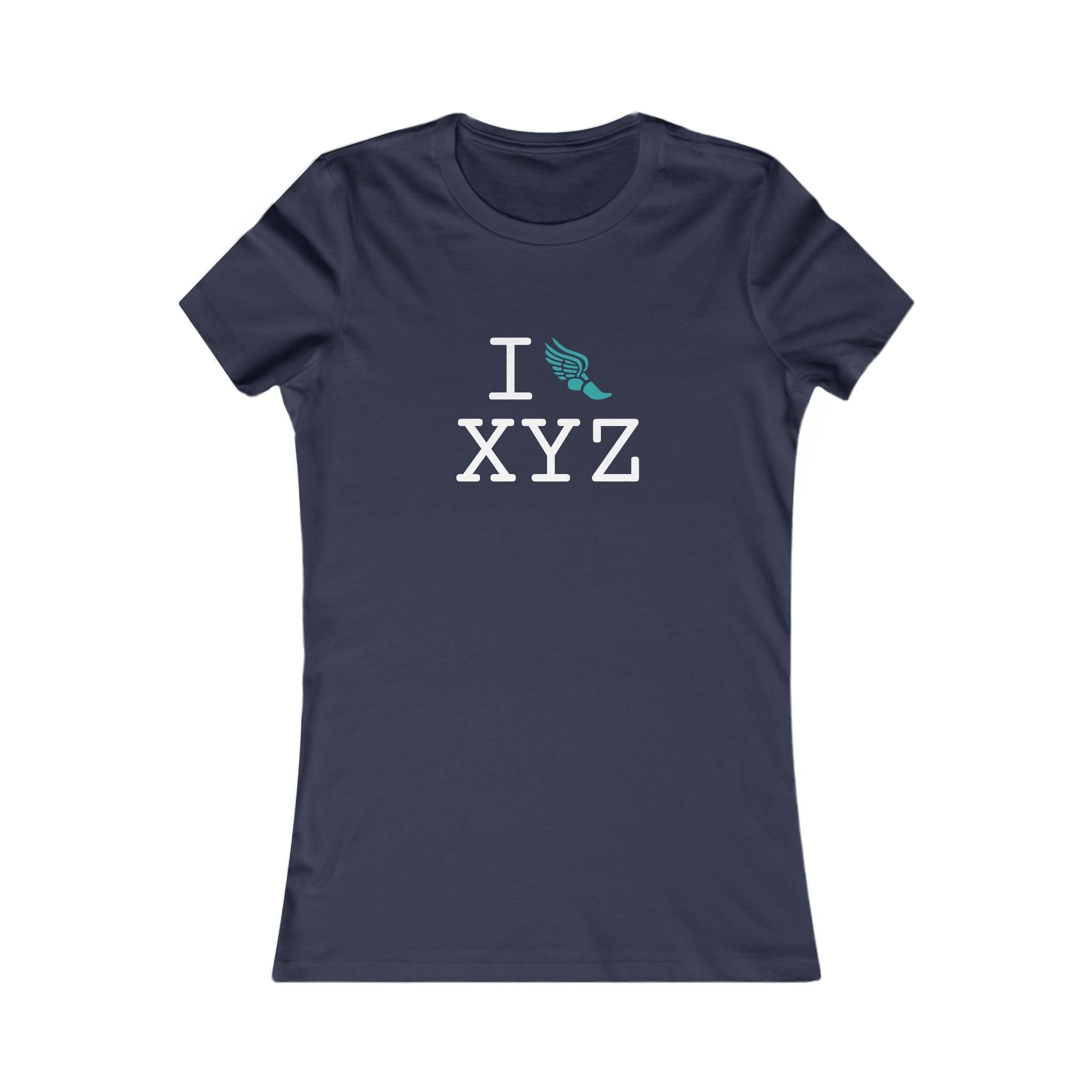 I Run ___ women's T, teal logo