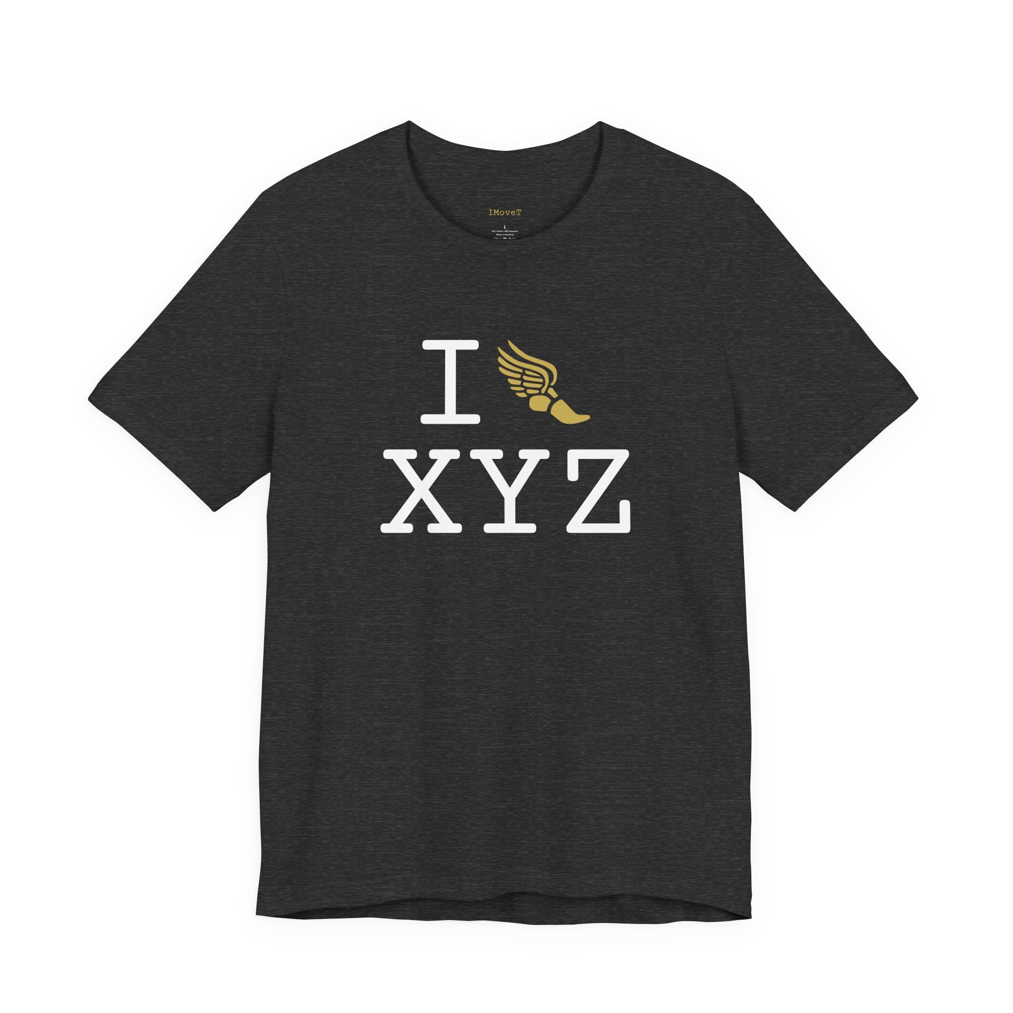 I Run ___ unisex T, gold logo