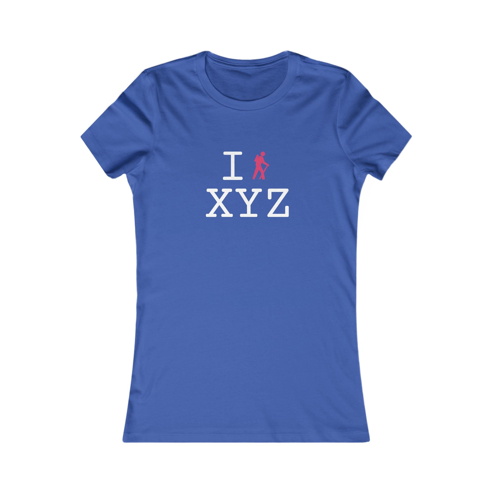 "I Hike ___" women's T, hot pink hiker