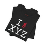 I Hike unisex T, red hiker