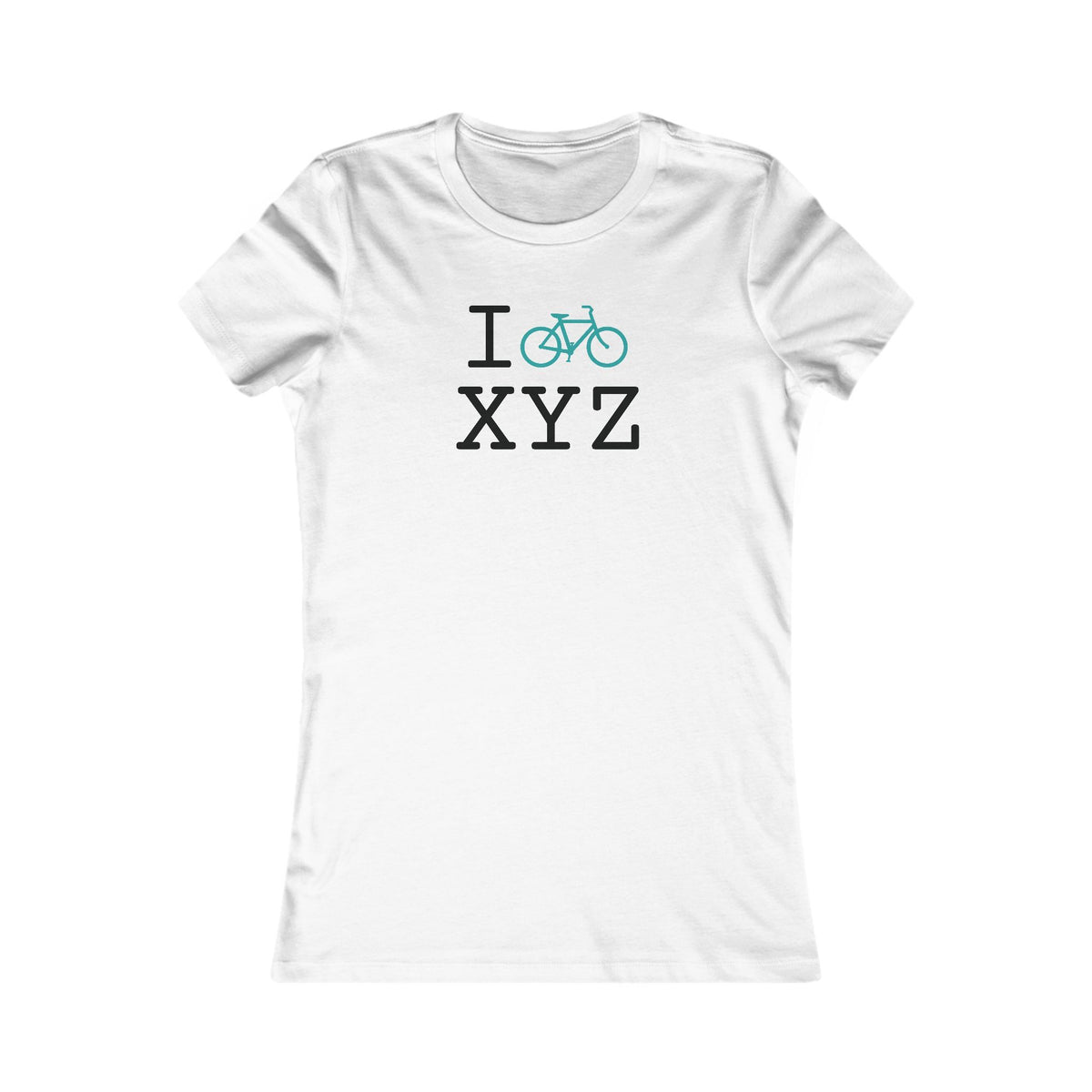 I Bike women's T, teal bike
