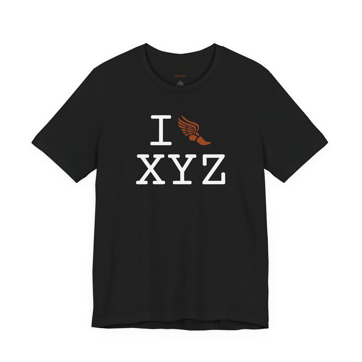 I Run unisex T, dark orange logo