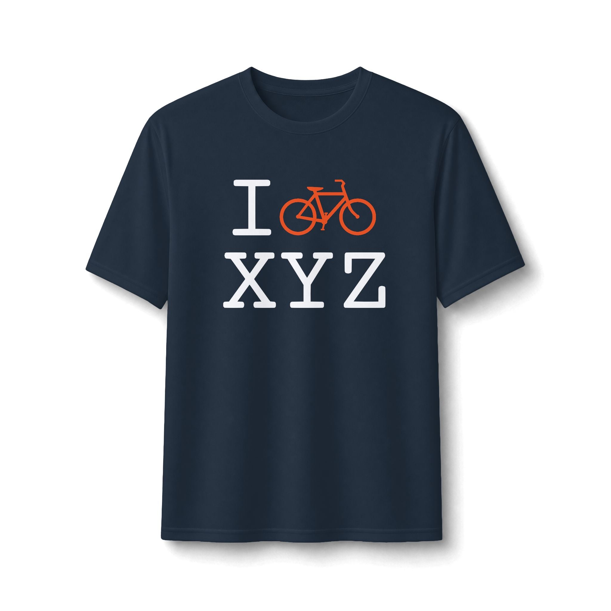 "I Bike ___" athletic T, orange bike