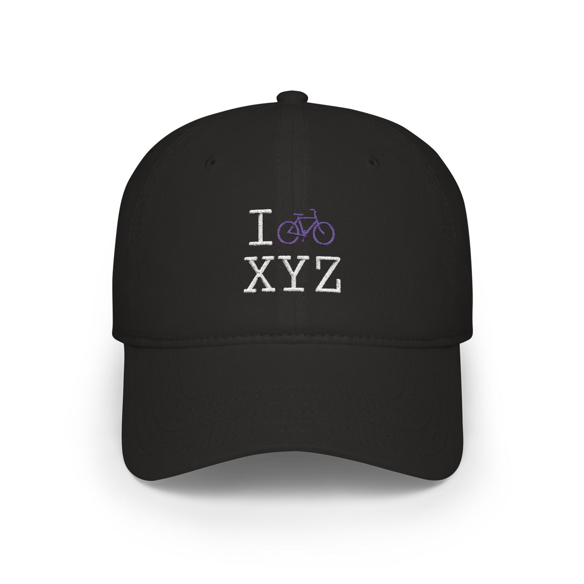 I Bike baseball cap, purple bike