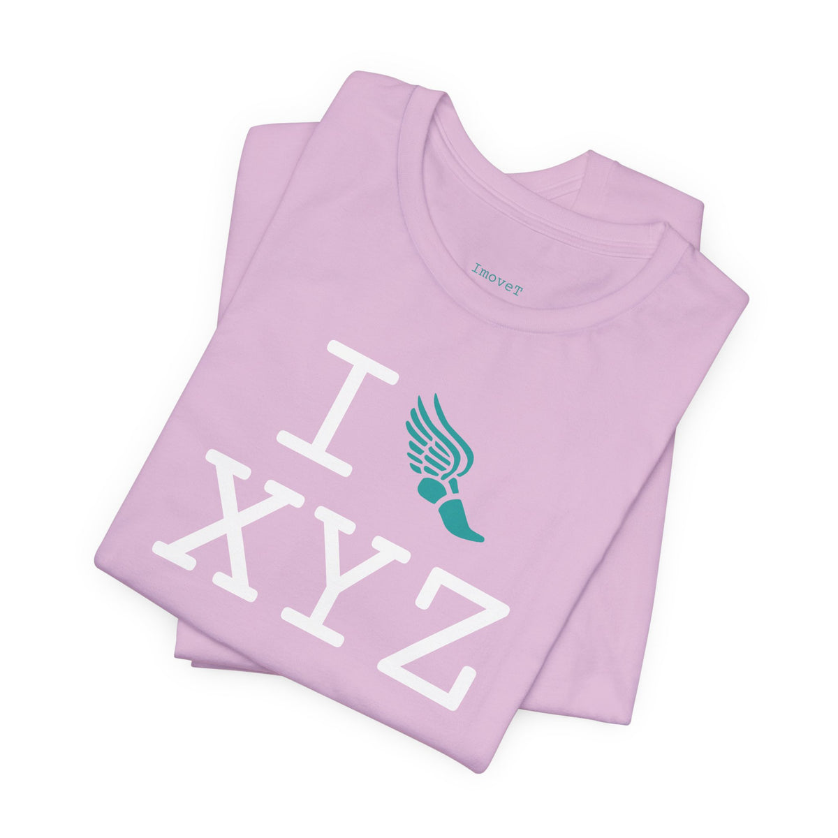 I Run unisex T, teal logo