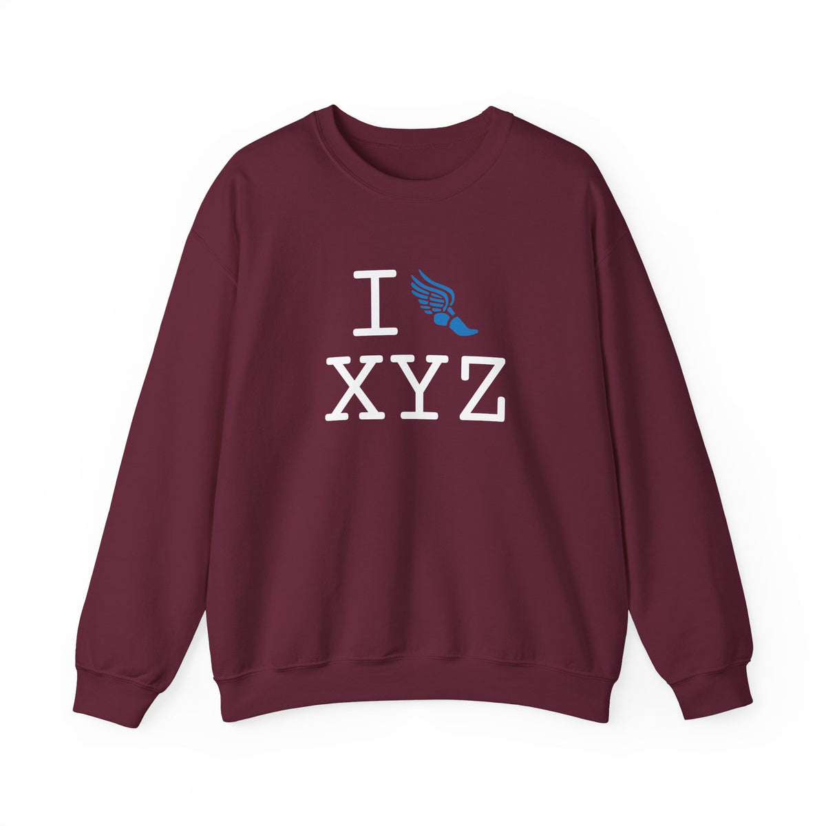 I Run sweatshirt, light blue logo