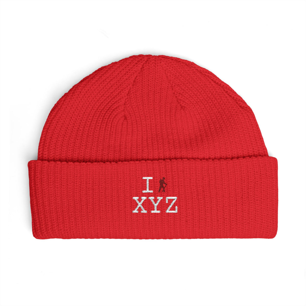 I Hike beanie, maroon hiker