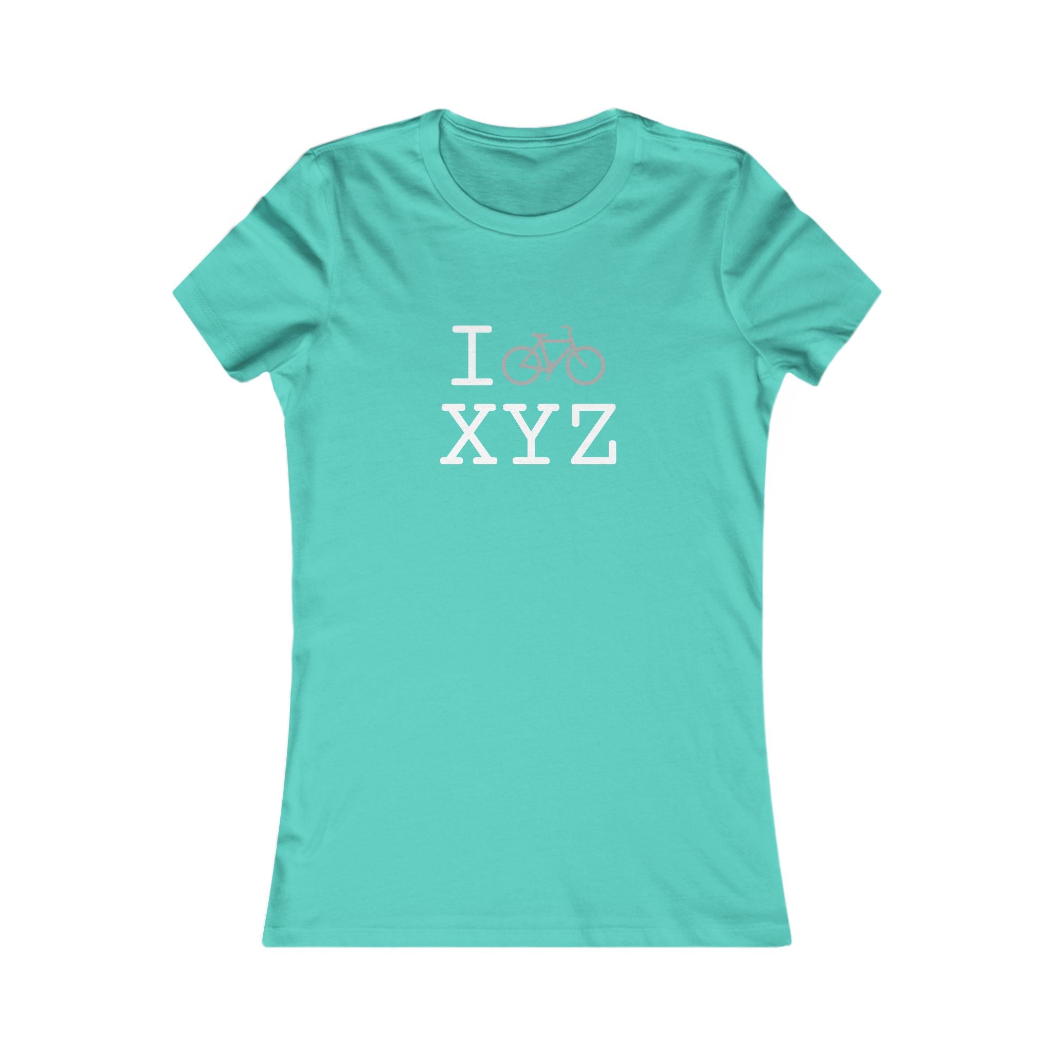 "I Bike ___" women's T, grey bike