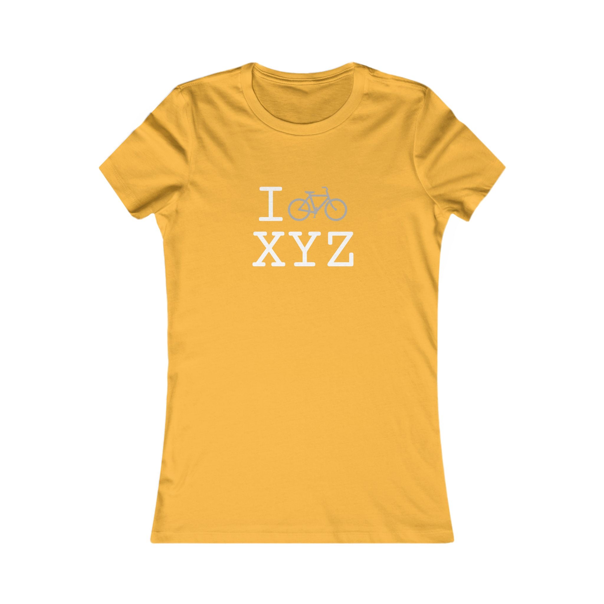 "I Bike ___" women's T, grey bike