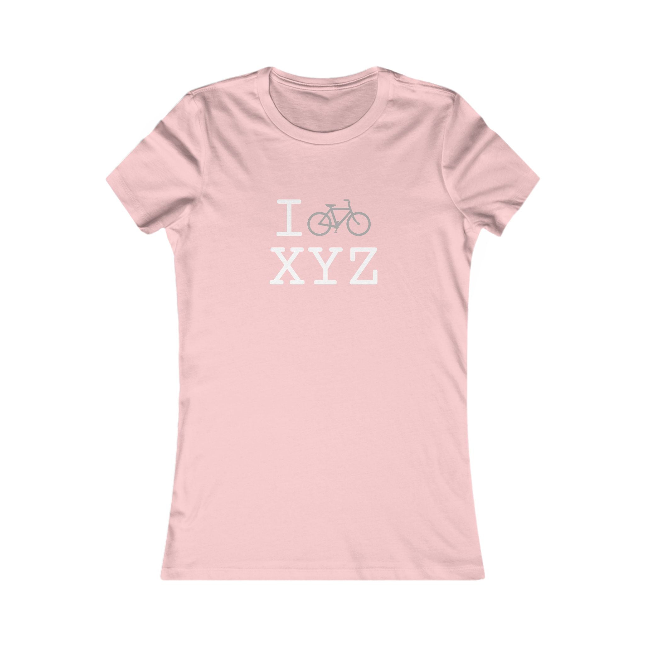 "I Bike ___" women's T, grey bike