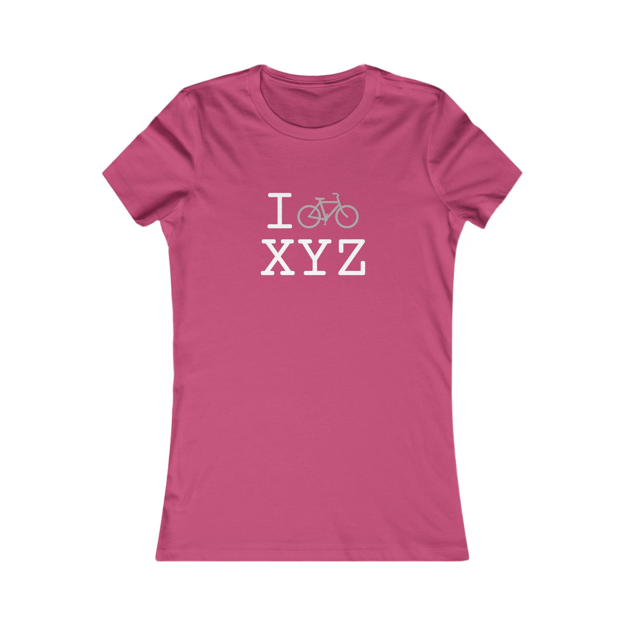 "I Bike ___" women's T, grey bike