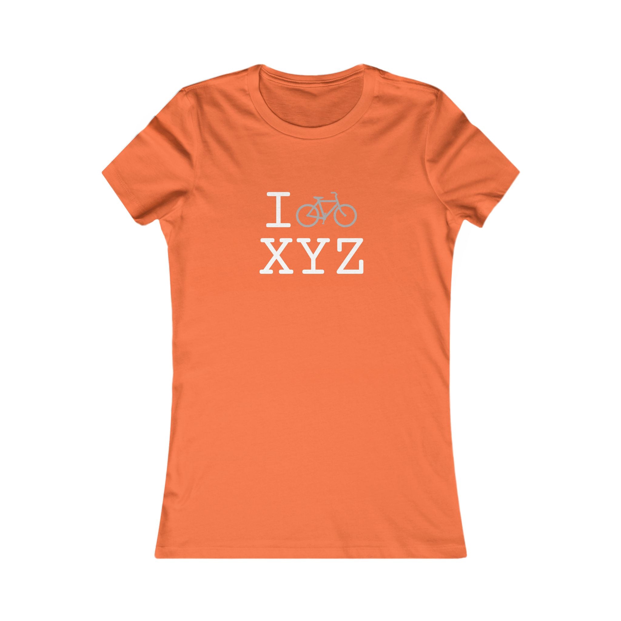 "I Bike ___" women's T, grey bike