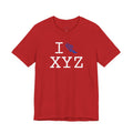I Run unisex T, blue logo