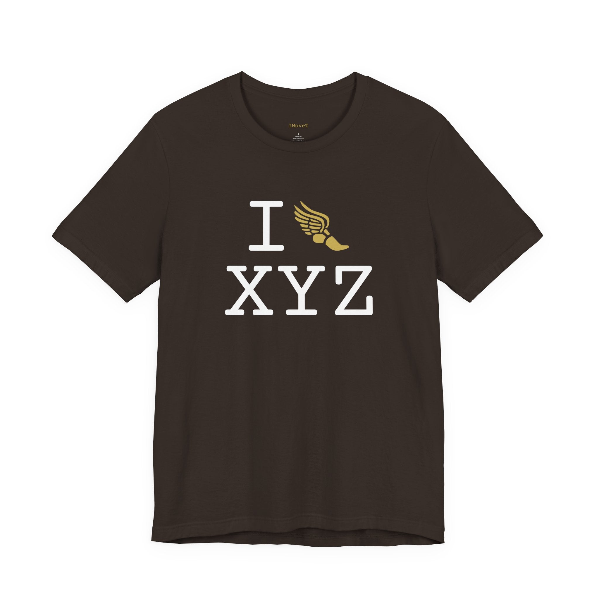 I Run ___ unisex T, gold logo