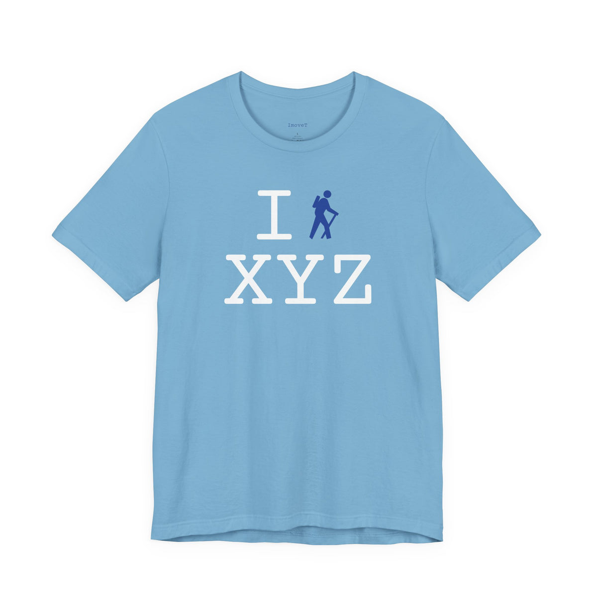 I Hike unisex T, blue hiker