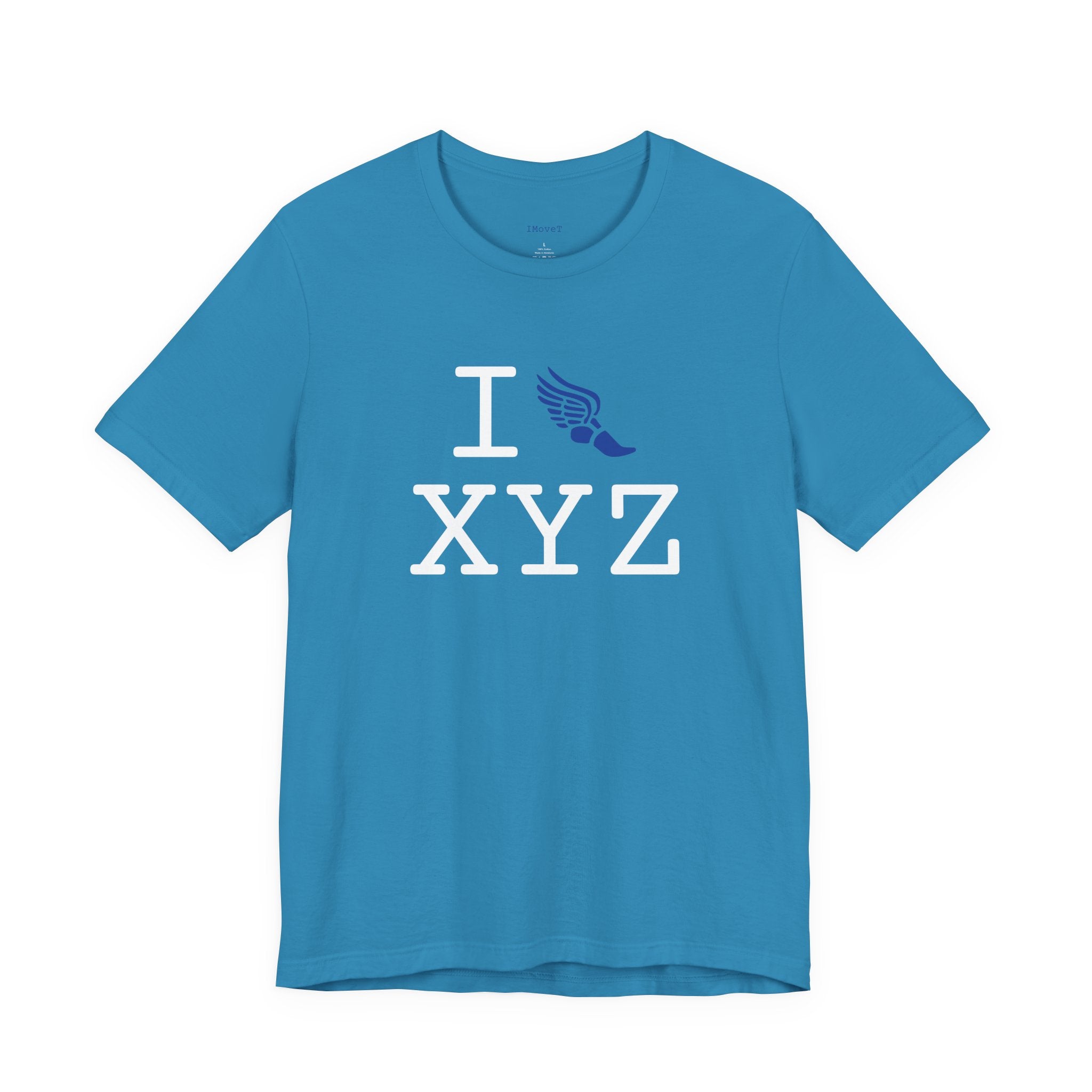 I Run ___ unisex T, blue logo