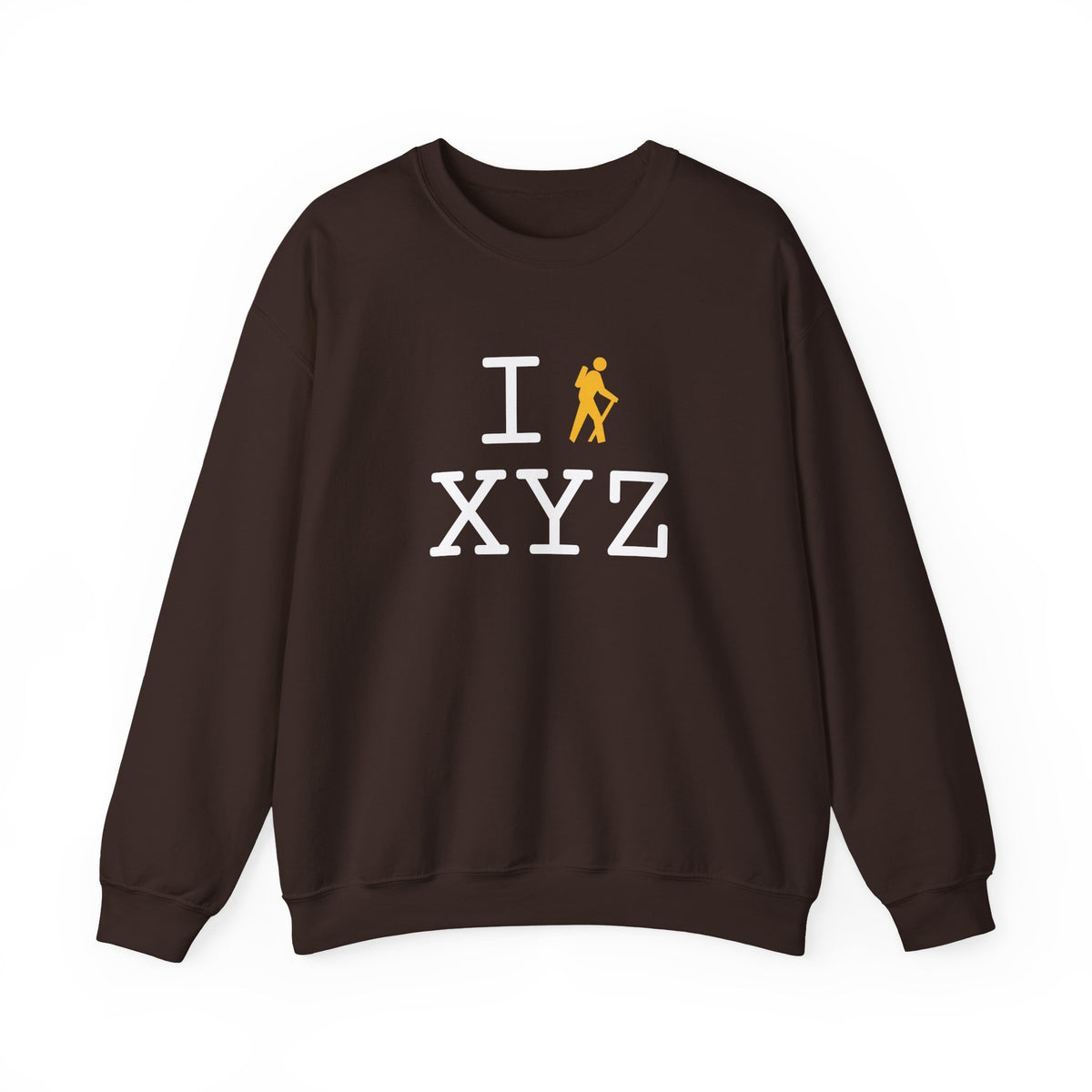 I Hike sweatshirt, yellow hiker