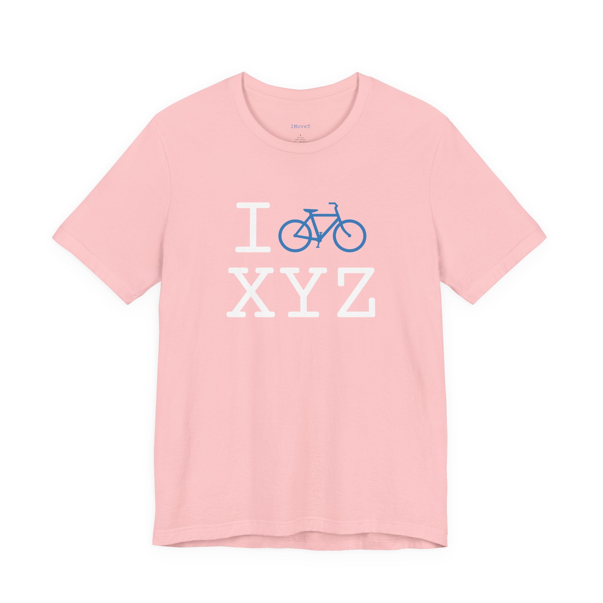 I Bike ___ unisex T, light blue bike