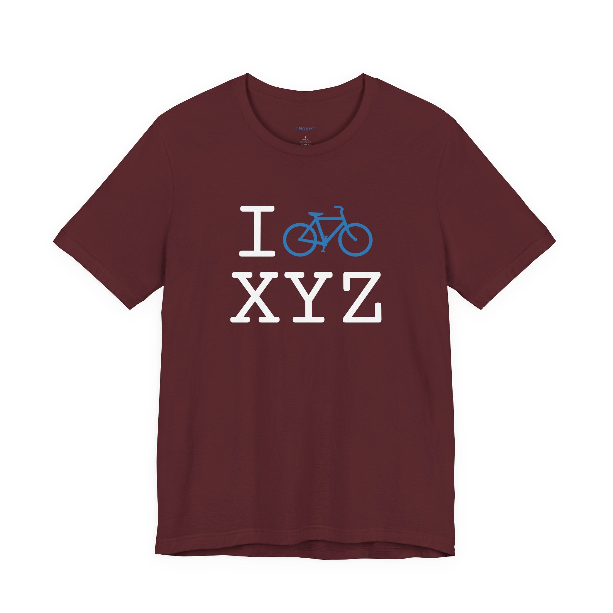 I Bike ___ unisex T, light blue bike