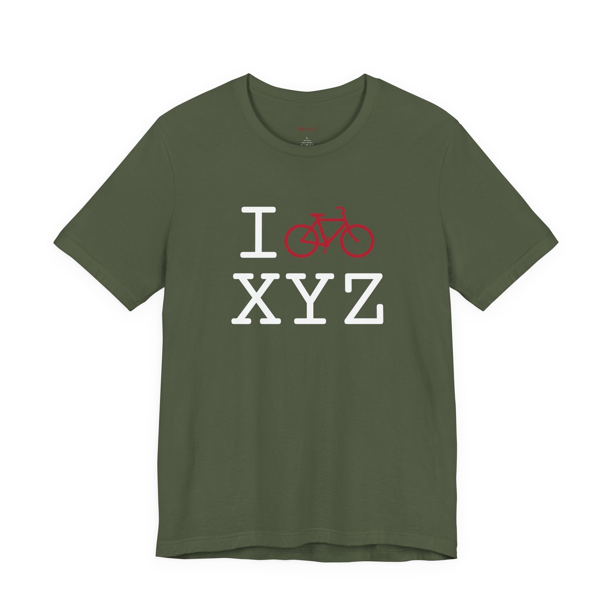 I Bike ___ unisex T, crimson bike