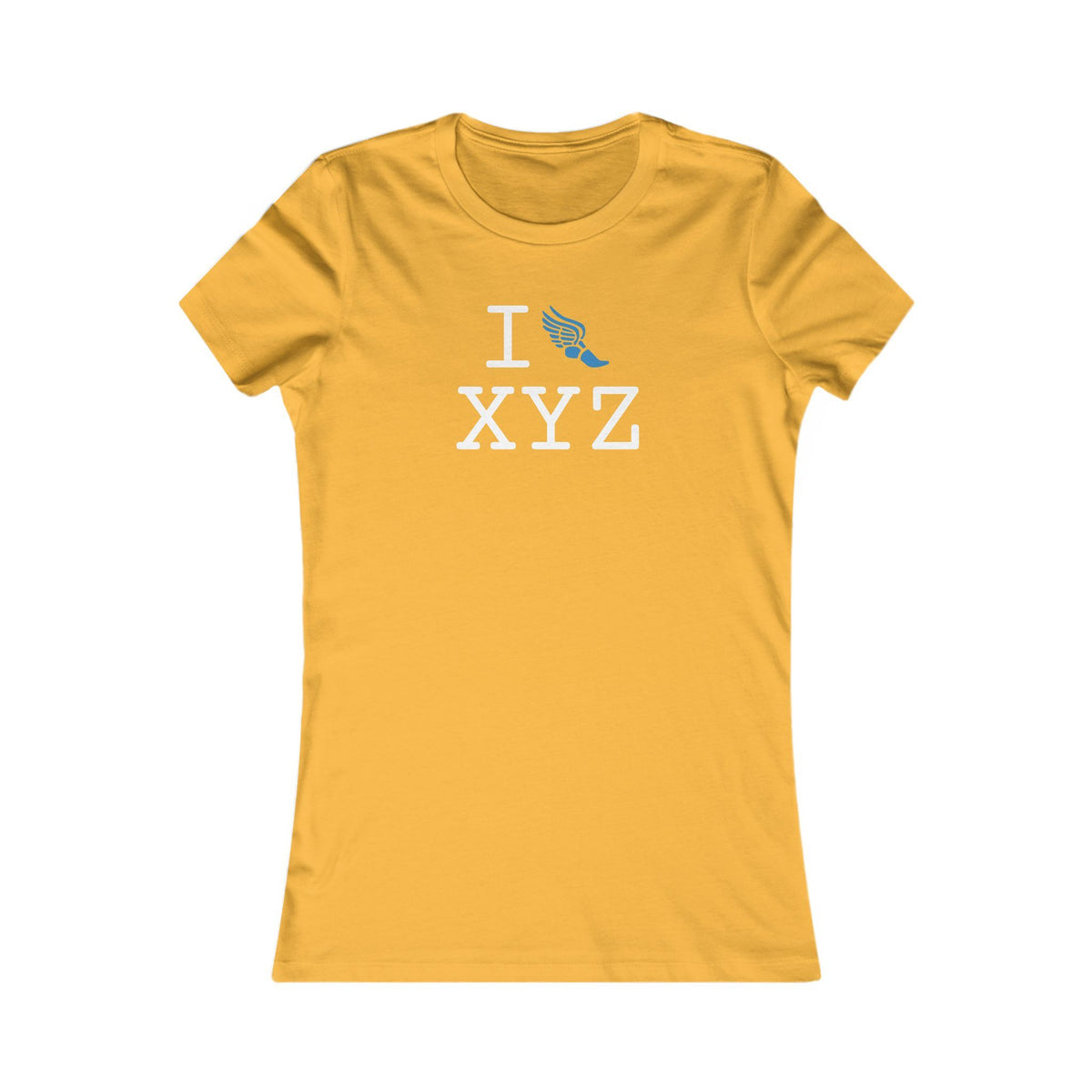 I Run women's T, light blue logo