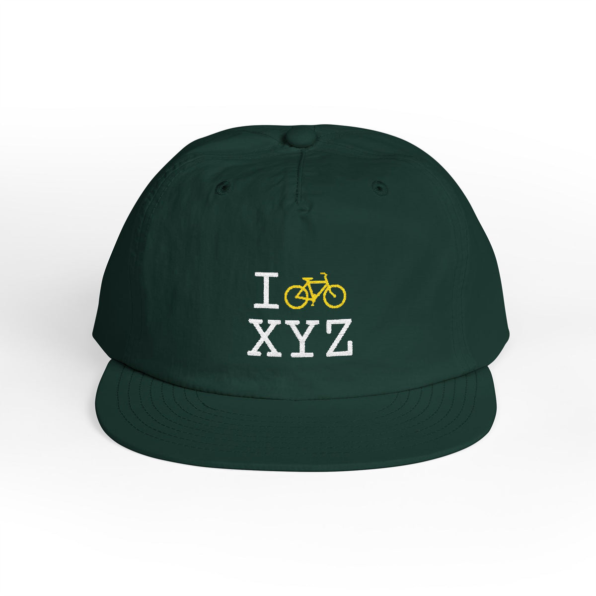 I Bike athletic hat, yellow bike