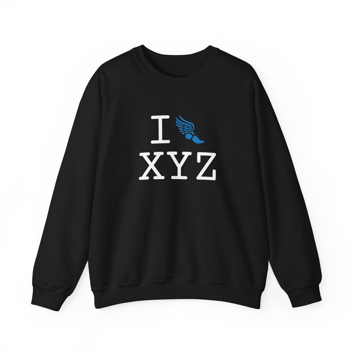 I Run sweatshirt, light blue logo